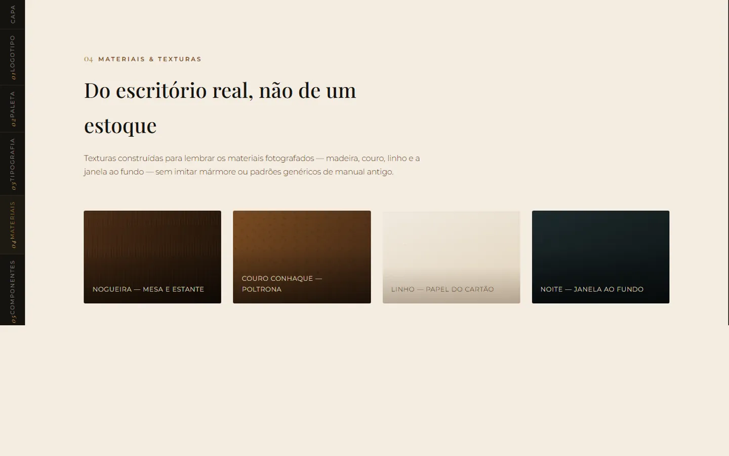 Design system — materiais e texturas da identidade visual