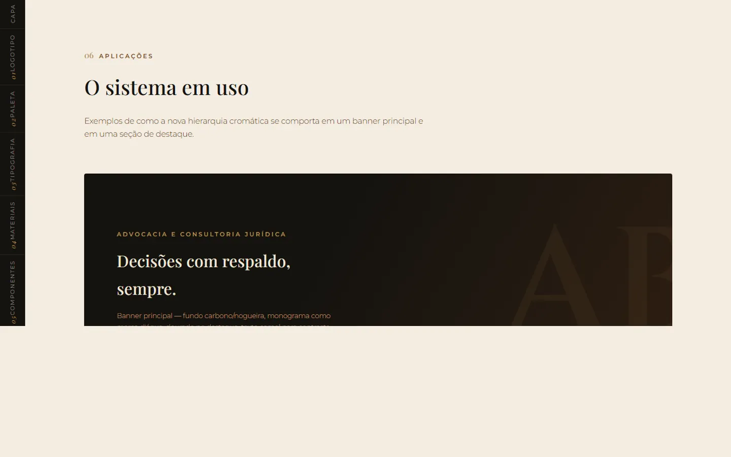 Design system — aplicações: banner principal e seção de destaque
