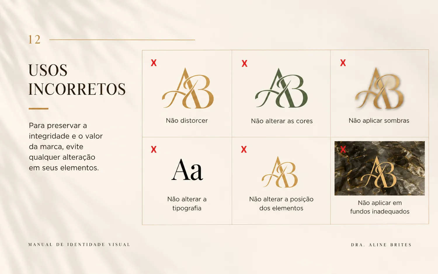 Manual de identidade visual Dra. Aline Brites — página 11
