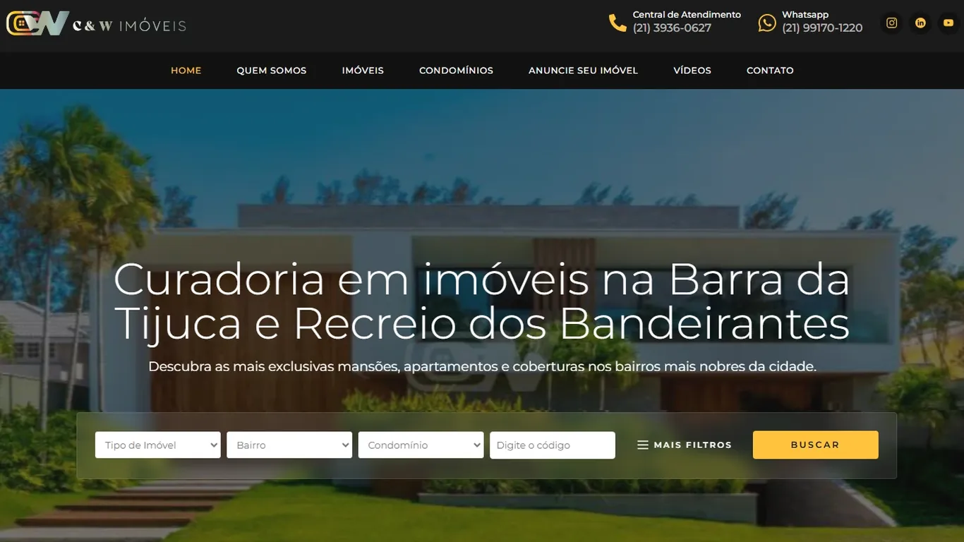 Home do portal C&W Imóveis — sistema de busca e acervo de imóveis