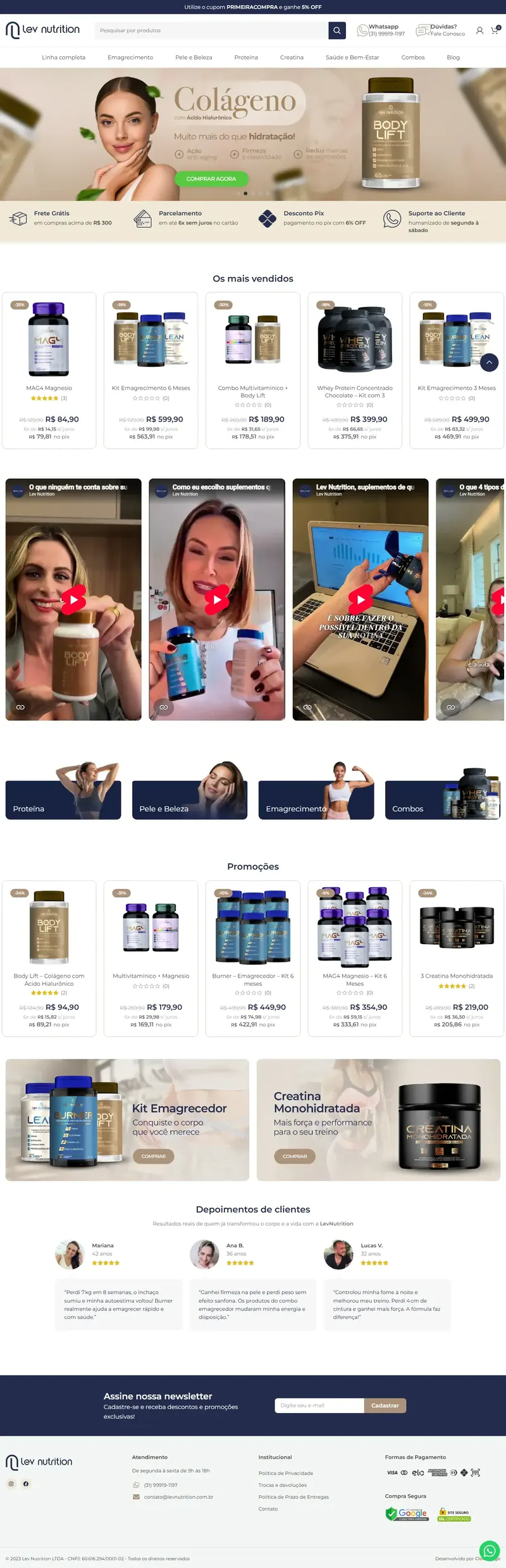 E-commerce da Lev Nutrition