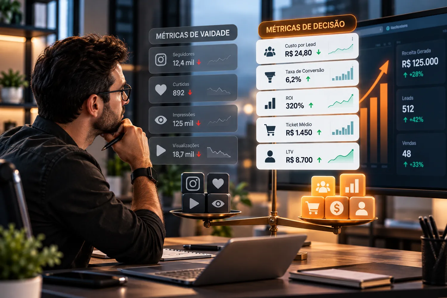 Métricas de vaidade vs métricas de decisão: o que realmente importa medir no marketing digital